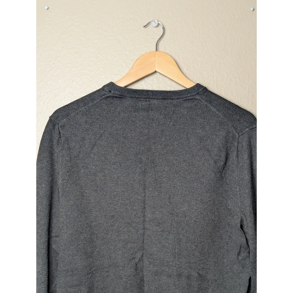 Banana Republic V-Neck Sweater Mens S Grey Luxe Yarn Cotton Silk Cashmere
